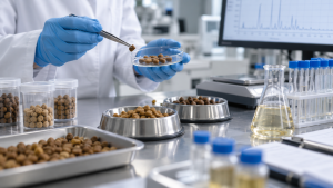 Muestras de alimento experimental para gatos analizadas en un laboratorio