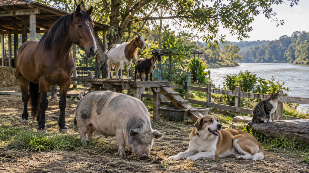 Santuario multiespecie en un entorno rural junto a un río